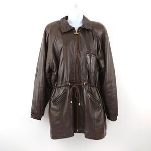 Vintage Soft Leather Cinched Waist Anorak Jacket